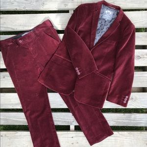 Boys Maroon Velvet Suit (10 Slim)